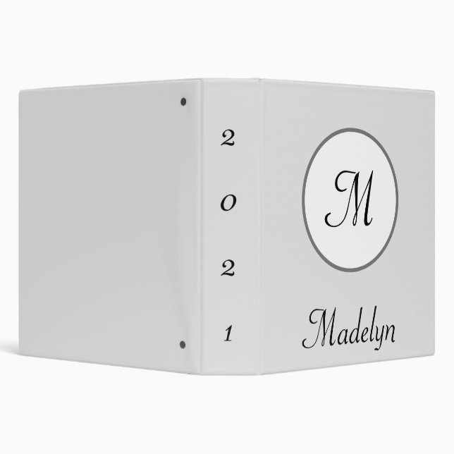 Classeur Élégant Monogramme Personnalisé Gris (Arrière-plan)