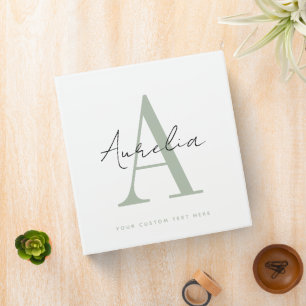 Classeur Élégant Monogramme Personnalisé Nom Script Calligr