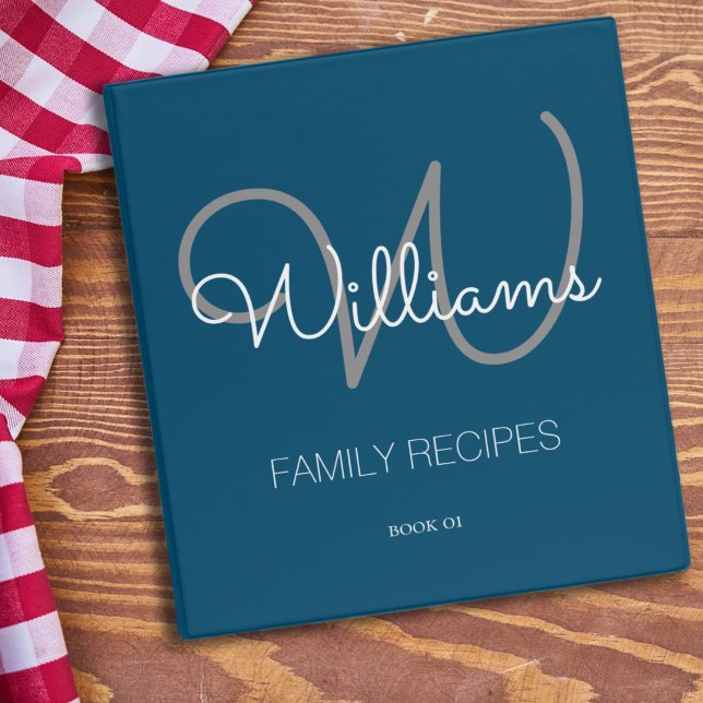 Classeur Élégant Monogramme pour Recettes Familiales Modern (Créateur téléchargé)