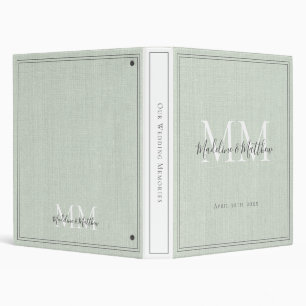 Classeur Élégant Monogramme Rustique Sage Vert Mariage Albu