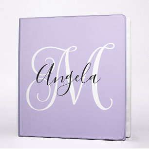 Classeur Élégant Monogramme Script Lavande Pâle