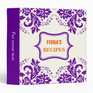Classeur Elégant motif damassé violet, orange, recette d'iv