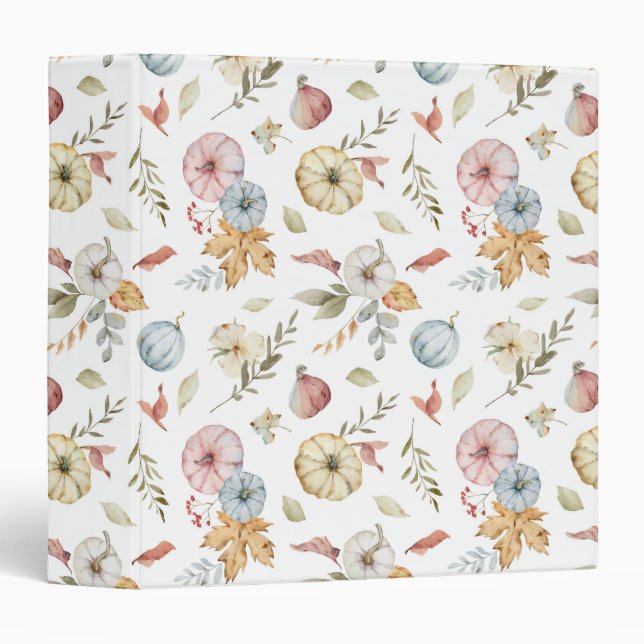 Classeur Elégant Motif d'aquarelle d'automne (Devant/Côté)