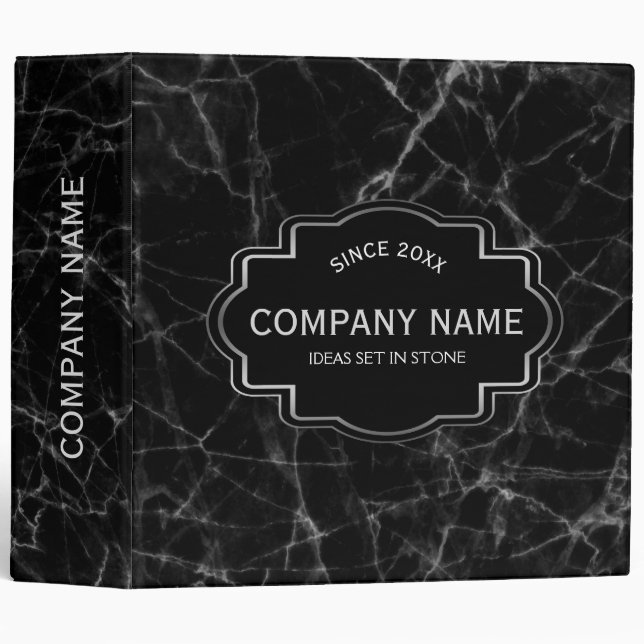 Classeur Élégant Motif de marbre noir Faux en pierre de pie (Devant/Côté)