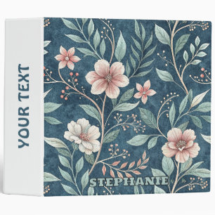Classeur Élégant motif floral avec fleurs rose et crème