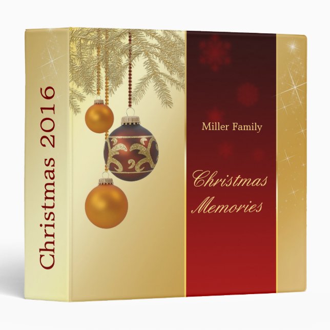 Classeur Élégant Noël d'or (Devant/Côté)