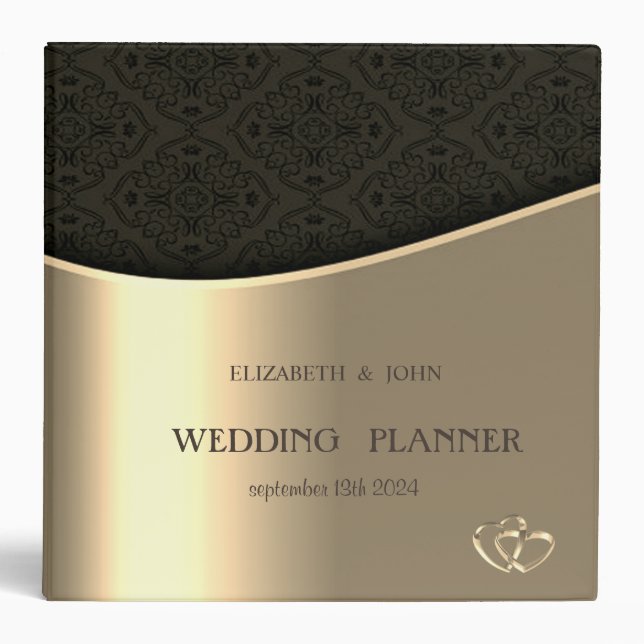 Classeur Elégant noir Damask Gold (Devant)