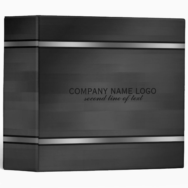 Classeur Elégant noir Faux bois rayures Argent Accent (Devant/Côté)