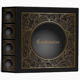 Classeur Elégant noir & or personnalisé