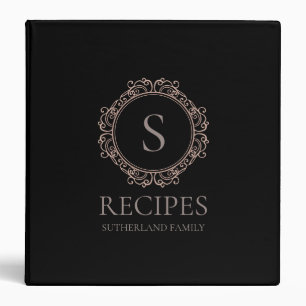 Classeur Élégant nom de famille Monogram Black Recette
