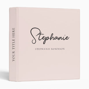Classeur Élégant Nom de Monogramme Moderne Rose Pâle en Scr