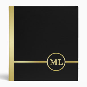 Classeur Élégant or Monogramme sur noir avec or