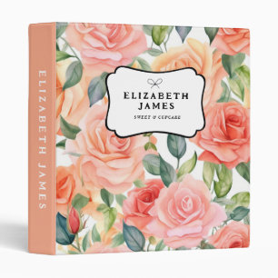 Classeur Elégant Orange Peonies Motif Floral Personnalisé