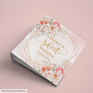 Classeur Élégant Pale Rose Sage Or Floral Sweet 16 Album