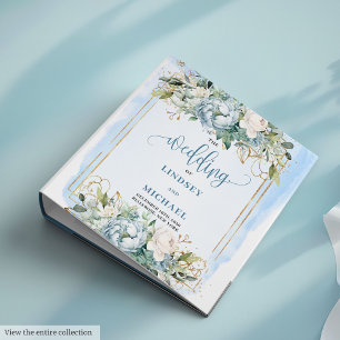 Classeur Elégant Pastel Blue Eucalyptus et Mariage or