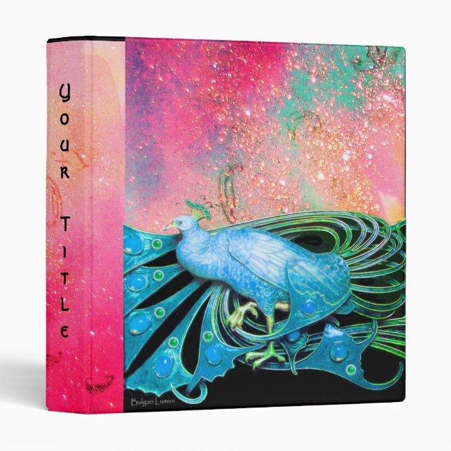 CLASSEUR ELÉGANT PEACOCK EN ROSE BLEU TURQUOISE, FUCHSIA, N (Devant/Côté)