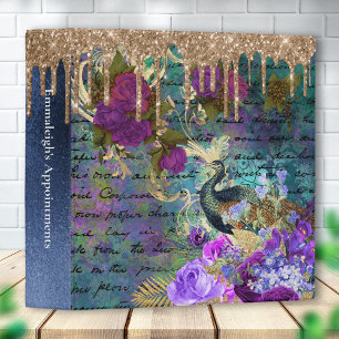 Classeur Elégant Peacock Floral Abstrait Gold Drift