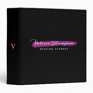 Classeur Élégant pinceau rose Stroke Signature Monogramme