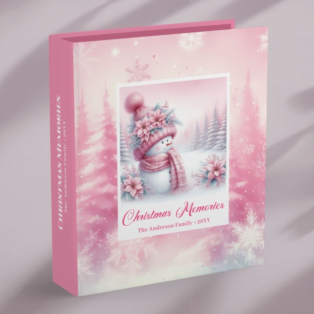 Classeur Elegant Pink Snowman Cozy Winter Christmas Memory  (Elegant Pink Snowman Cozy Winter Christmas Memory Album Binder

)