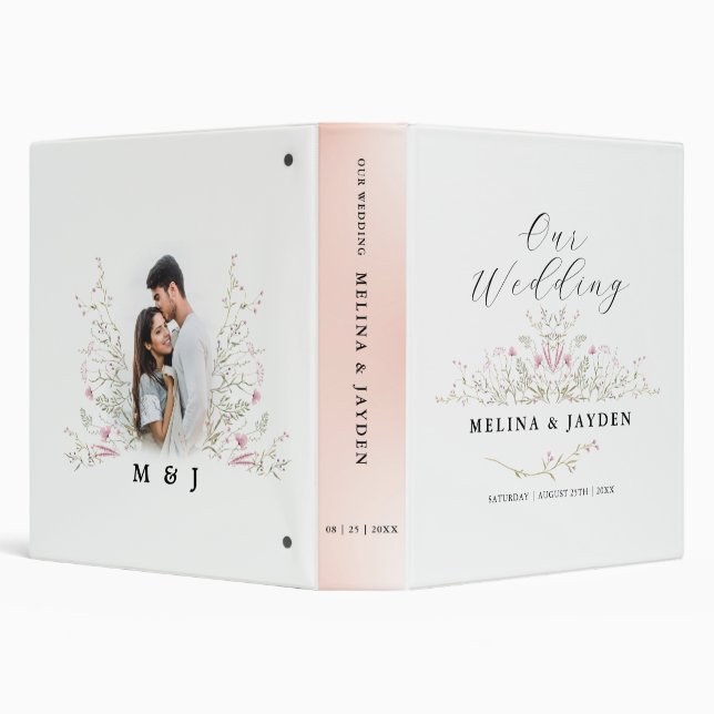 Classeur Elegant Pink Wild Floral Wedding (Arrière-plan)