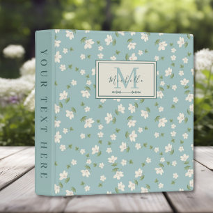 Classeur Élégant Prépa Floral Cottagecore Bleu Canard
