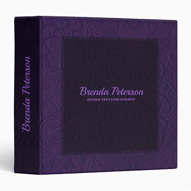 Classeur Élégant Purple Floral Design Suede cuir look (Devant/Côté)