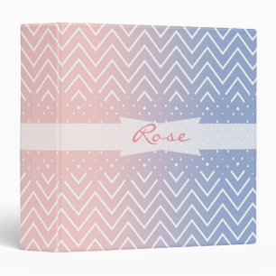 Classeur Elégant quartz rose rose pastel bleu Chevron Nom