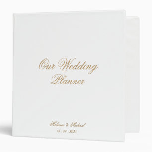 Classeur Élégant Romantique Gold Script Notre Wedding plann