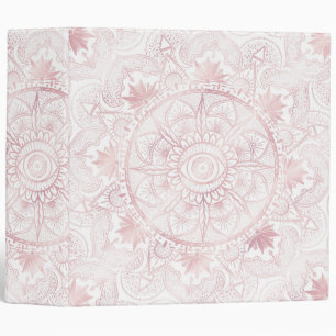 Classeur Elégant Rose Blanc Or Oeil Soleil Lune Mandala