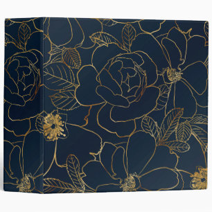Classeur Élégant Rose d'or bleu floral