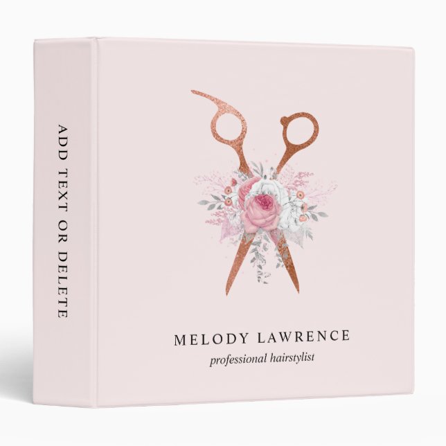 Classeur Elégant rose en cuivre ciseaux en or coiffeuse (Devant/Côté)