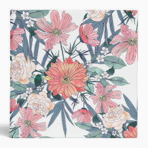 Classeur Elégant rose Fleurs Aquarelle Floral