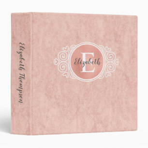 Classeur Élégant Rose Gold Foil Monogramme Nom 3 Anneau Cla