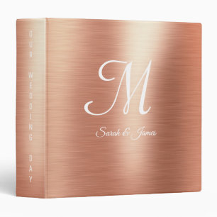 Classeur Élégant Rose Gold Foil Script Monogramme Mariage