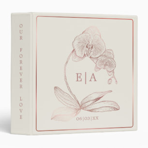 Classeur Élégant Rose Gold Orchid Monogram Wedding planner