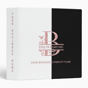 Classeur Élégant Rose Gold Split Monogramme personnalisé B