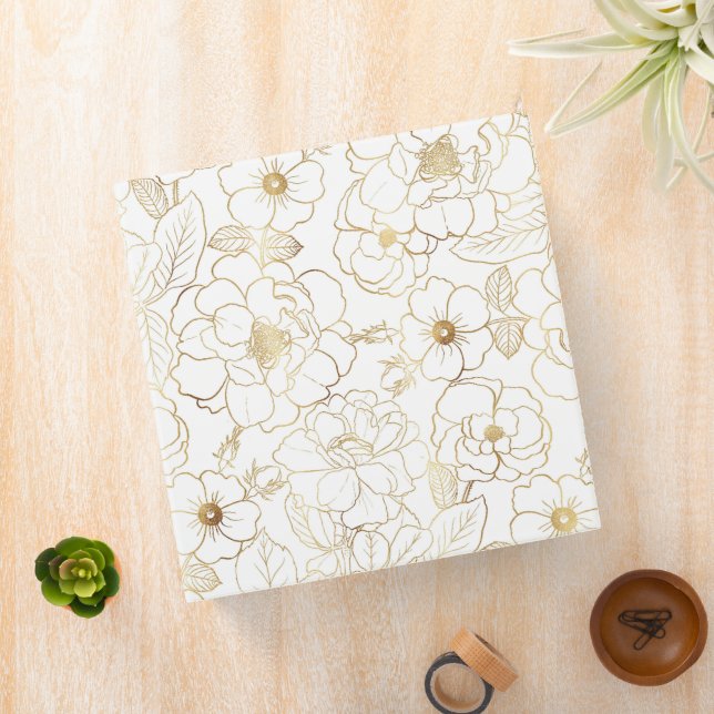 Classeur Elégant Rose or Floral Line art (In Situ)