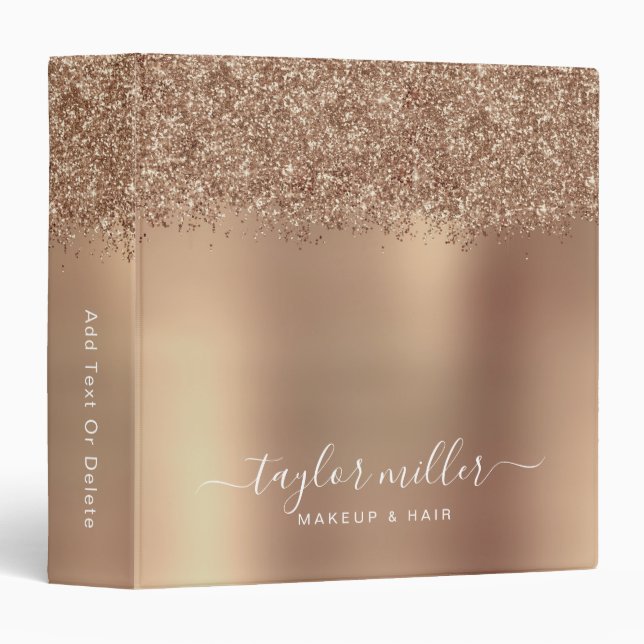 Classeur Elégant rose or parties scintillant maquillage & c (Devant/Côté)