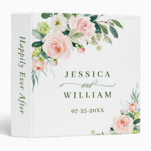 Classeur Élégant rose pâle Fleurs Floral Boho Mariage