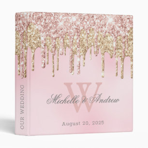 Classeur Élégant Rose Parties scintillant or  Drives Monogr