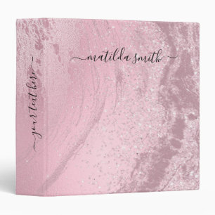 Classeur Elégant rose rose gold marble glitter