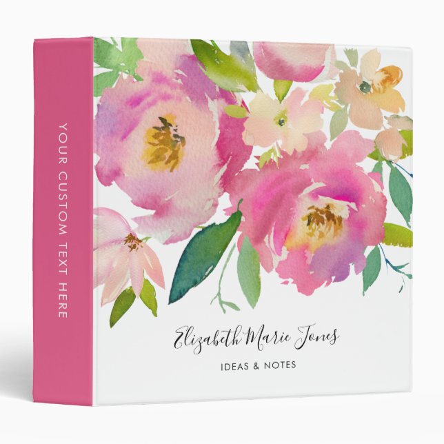 Classeur Elégant rose rose rose Peony Pastel Floral Home Of (Devant/Côté)