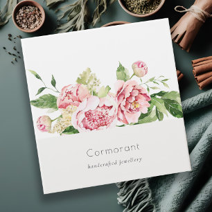 Classeur Elégant rose rose vert Aquarelle Peony Floral