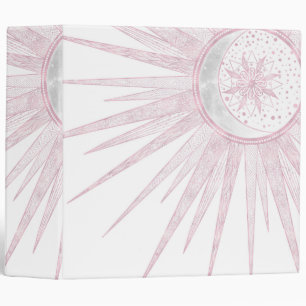 Classeur Elégant rose Sun Moon Doodle Mandala White Design