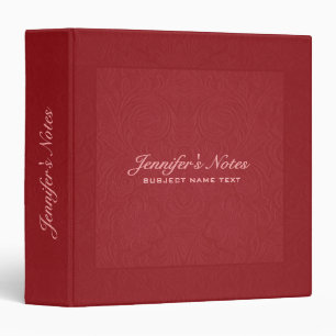 Classeur Elégant Rouge Floral Design Suede cuir look