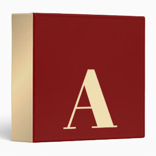 Classeur Élégant rouge foncé Faux or Bold Monogramme