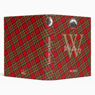 Classeur Élégant Royal Stewart Tartan Monogramme Nom Recett