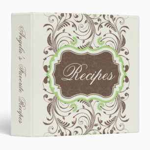 Classeur Elégant Rustique Brown Vert Floral Recette Classeu