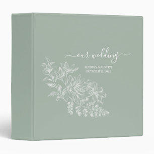 Classeur Élégant Sage vert et blanc Script