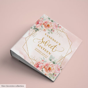 Classeur Élégant Script Blush Gold Flowers Sweet 16 Album